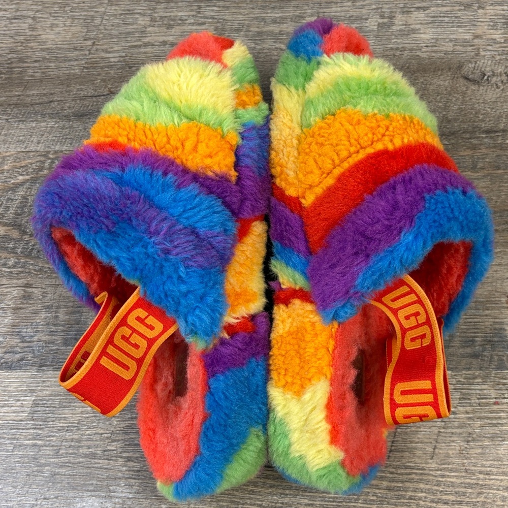Ugg Fluff Yeah Rainbow Shearling Slingback Slippe… - image 4